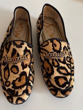 Sam Edelman Leopard Print Chain Loafers - Tan & Black7 USA